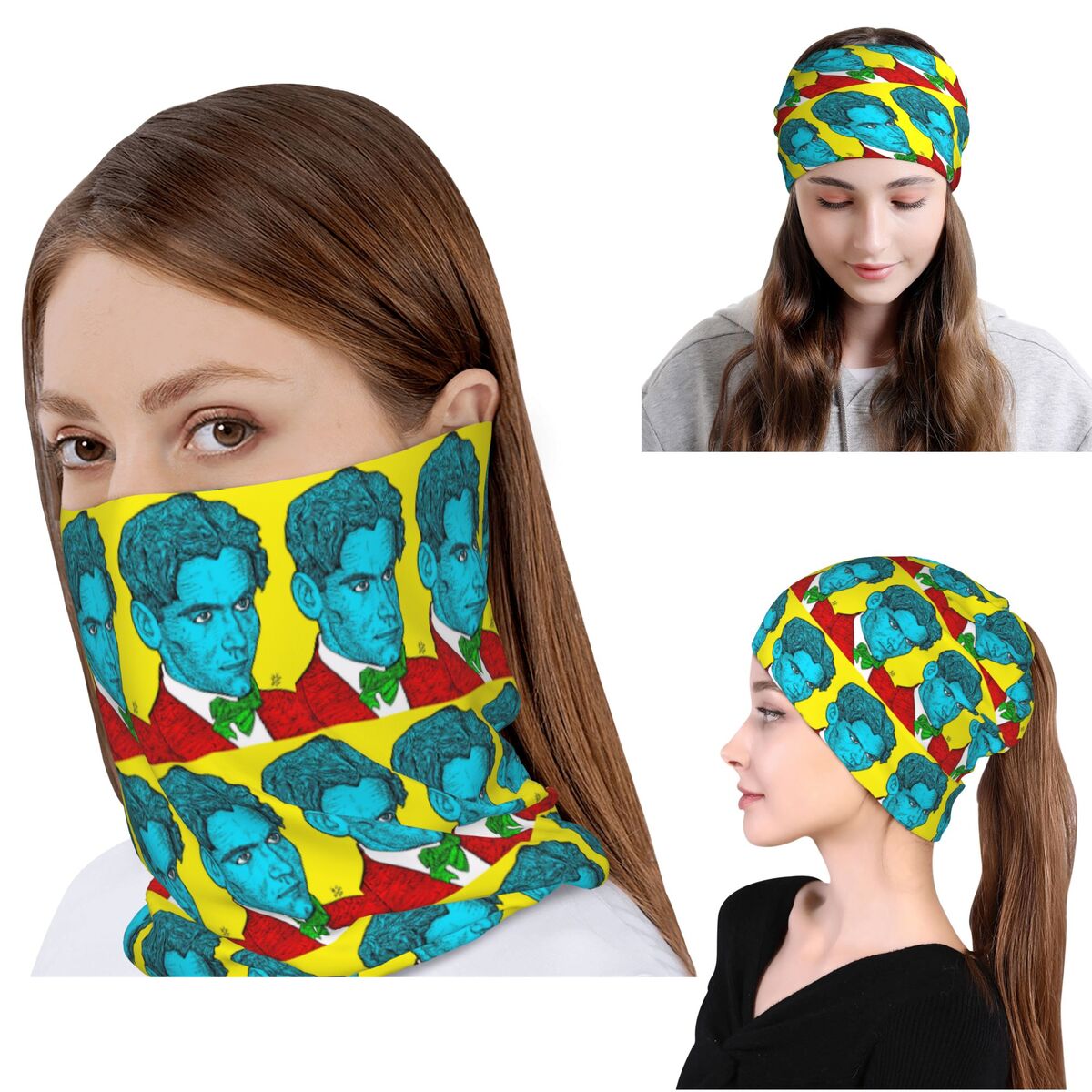 Knit Beanie Hat Warm - Federico Garcia Lorca Portrait 16 Bandana,