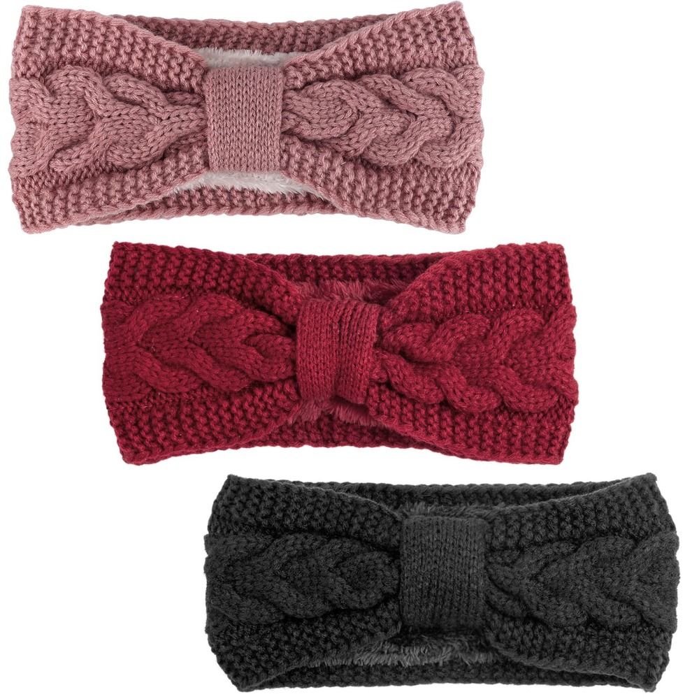 Fleece Ear Warmer Band - Diademas tejidas de invierno para mujer,