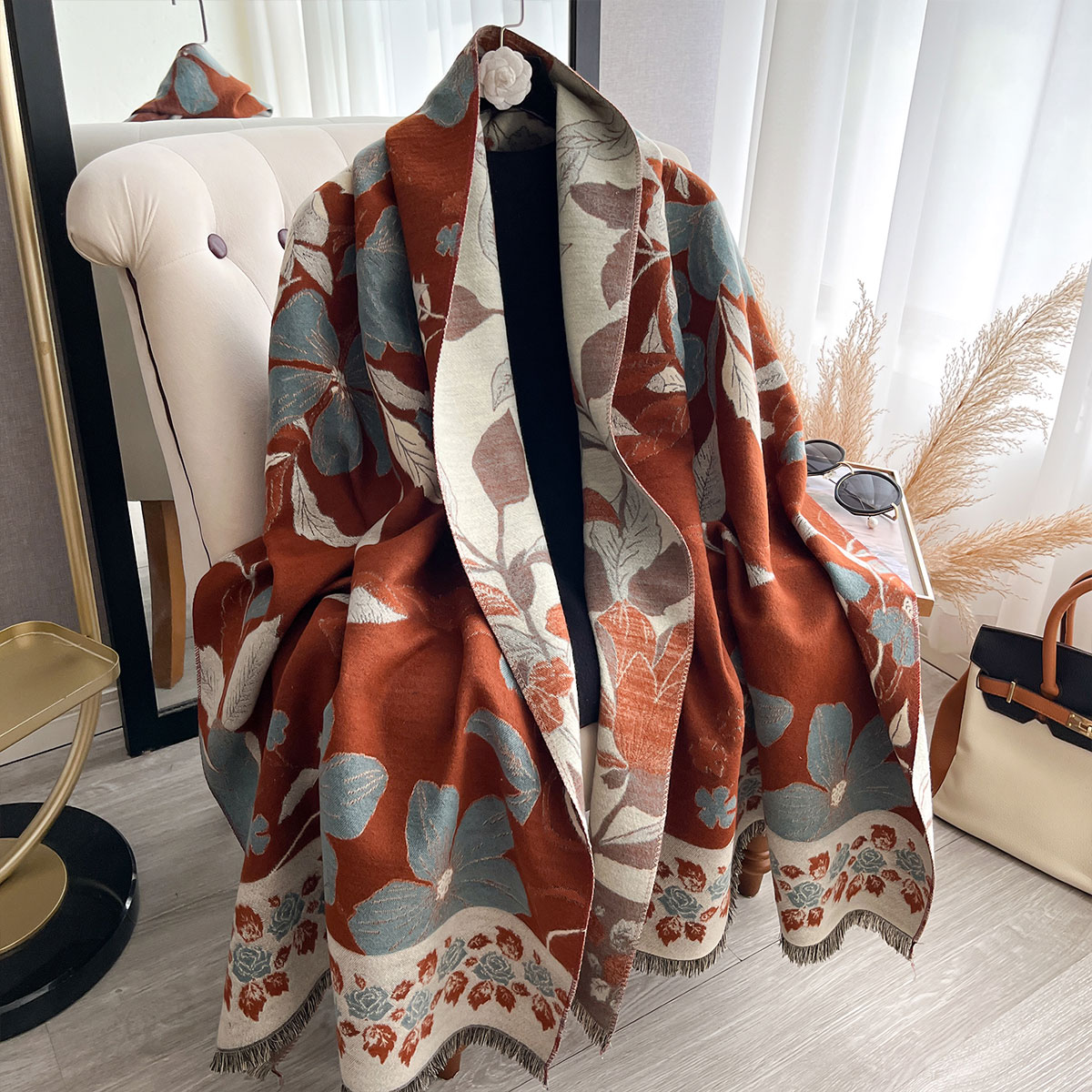 Shawl Wrap Winter - Bufandas gruesas de lujo de Cachemira