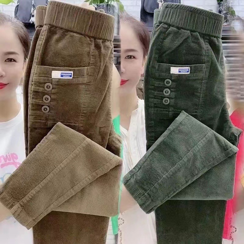 Corduroy Pant Warm - Mujer cálido Primavera Invierno bolsillos con
