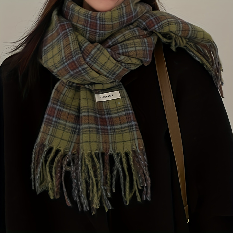 Bufanda con borlas a cuadros v - Cashmere Pashmina Wrap reseña y precio