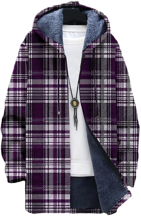 Cárdigan a cuadros para hombre - Sherpa Hoodie Fleece reseña y precio