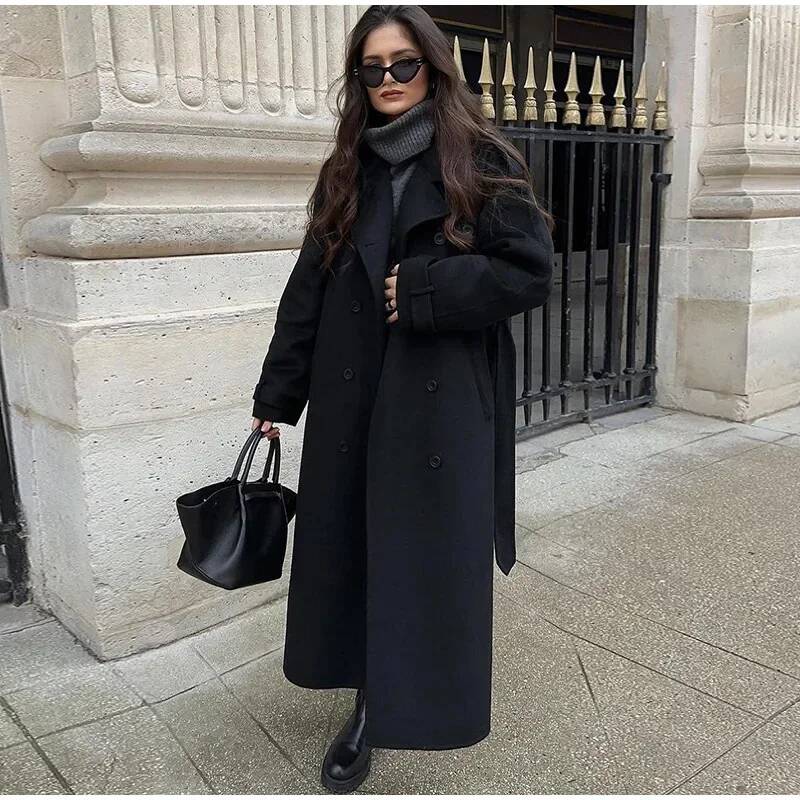 Elegante Abrigo Largo Gris con - Wool Coat Peacoat reseña y precio
